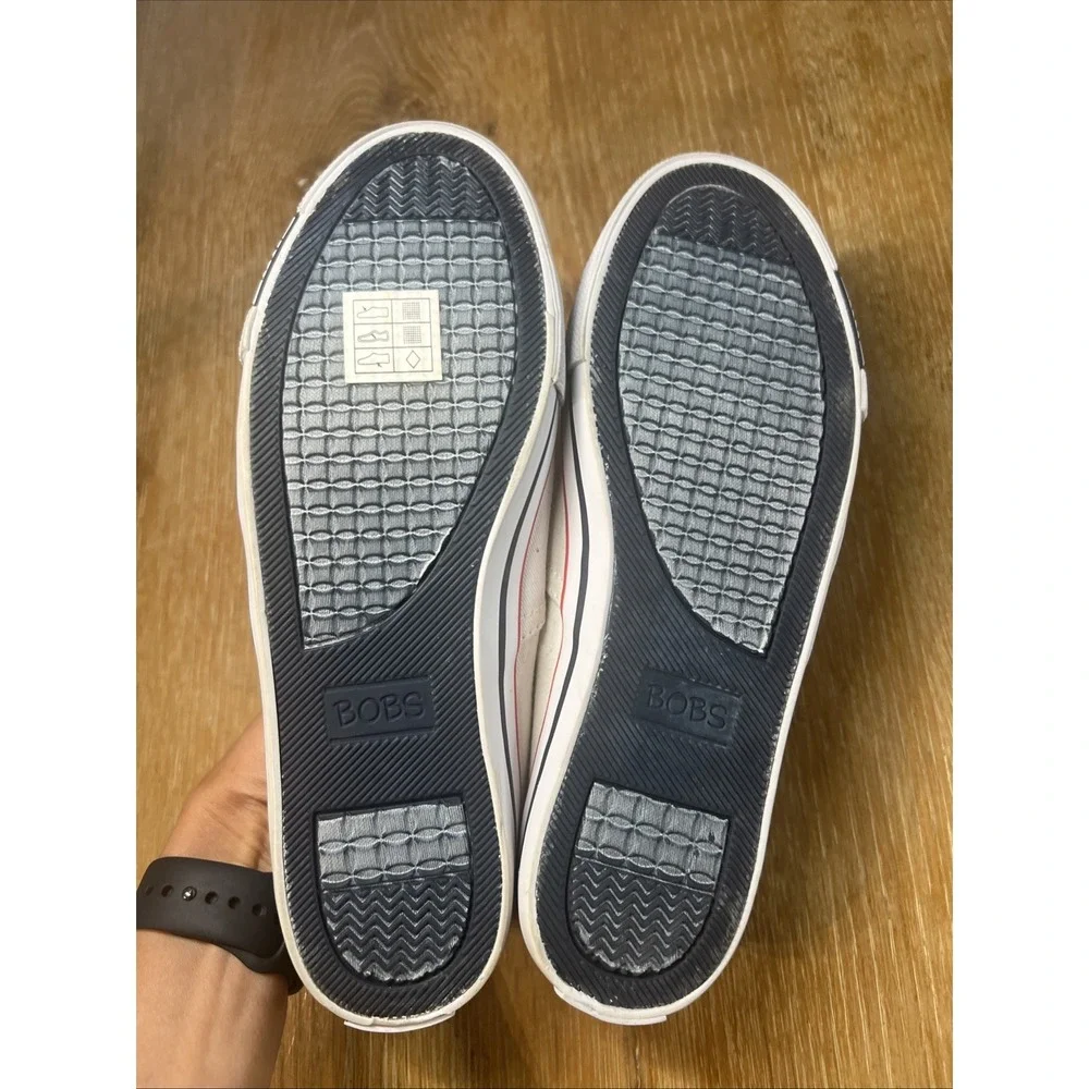 Bobs From Sketchers‎ Women Loafer 6 White Canvas Slip-On Memory Foam Shoes